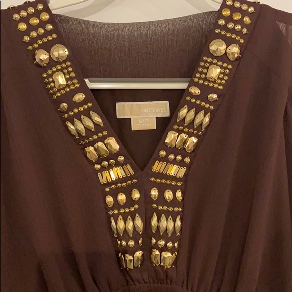 NWOT Michael Kors beaded cold shoulder top-M - Picture 2 of 7